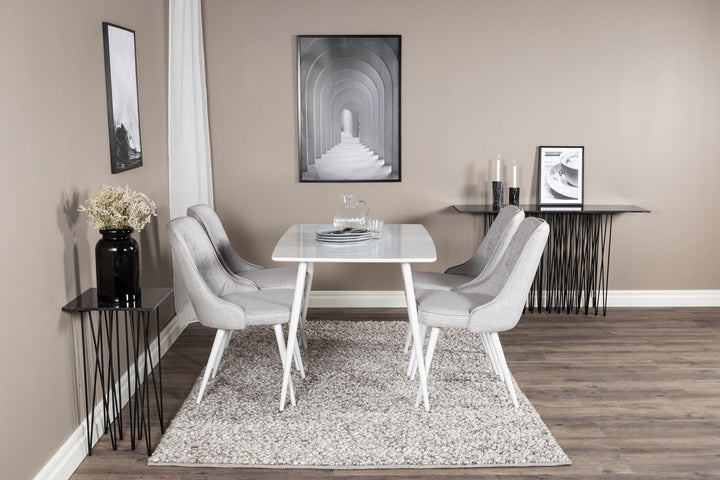 Venture Home Polar Dining table 120 cm - White White+Velvet Deluxe Dining Chair - White Legs - Light Grey Fabric_4