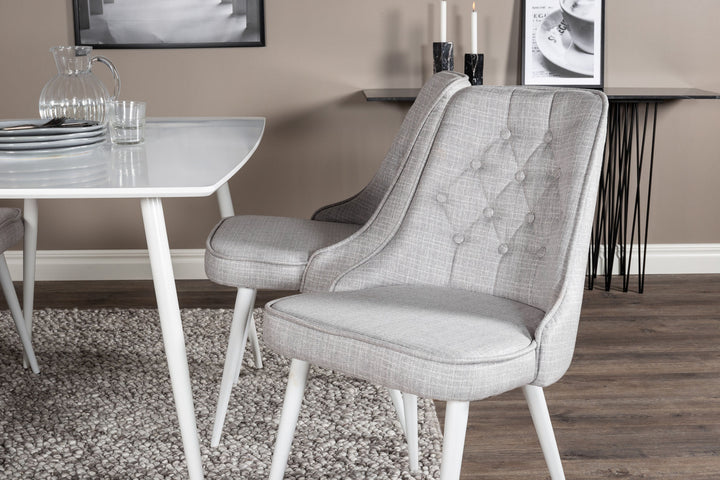 Venture Home Polar Dining table 120 cm - White White+Velvet Deluxe Dining Chair - White Legs - Light Grey Fabric_4