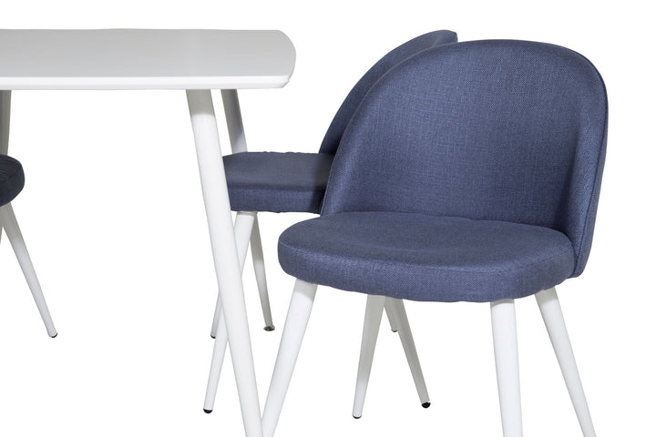 Venture Home Polar Dining table 120 cm - White White+Velvet Dining Chiar - White legs - Blue Fabric_4