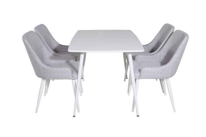 Venture Home Polar Dining table 120 cm - White White+Plaza Dining chair - White legs - Light Grey Fabric_4