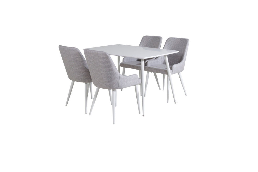 Venture Home Polar Dining table 120 cm - White White+Plaza Dining chair - White legs - Light Grey Fabric_4