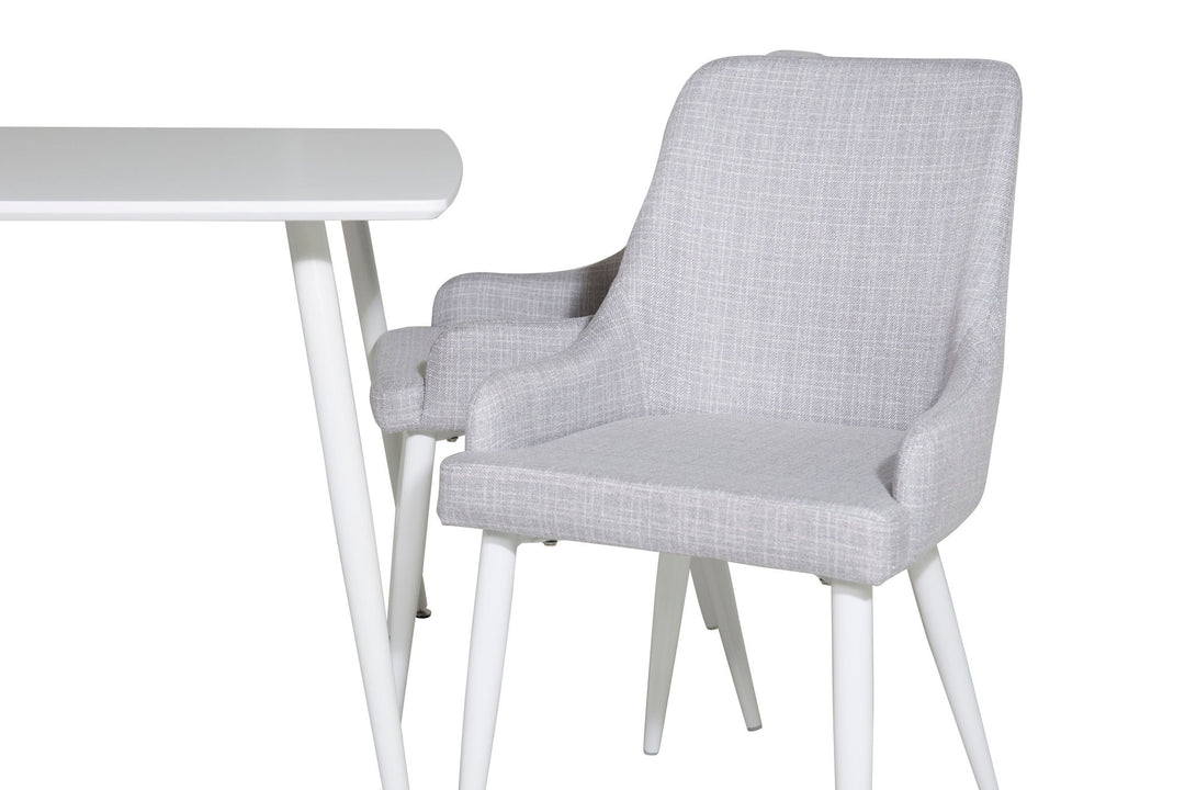 Venture Home Polar Dining table 120 cm - White White+Plaza Dining chair - White legs - Light Grey Fabric_4