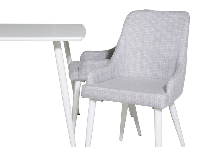 Venture Home Polar Dining table 120 cm - White White+Plaza Dining chair - White legs - Light Grey Fabric_4