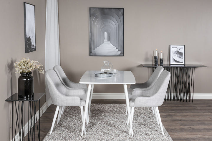 Venture Home Polar Dining table 120 cm - White White+Plaza Dining chair - White legs - Light Grey Fabric_4