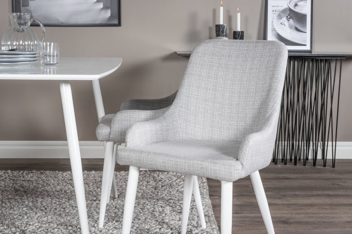 Venture Home Polar Dining table 120 cm - White White+Plaza Dining chair - White legs - Light Grey Fabric_4