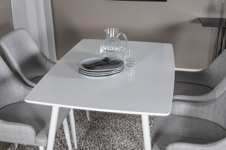 Venture Home Polar Dining table 120 cm - White White+Plaza Dining chair - White legs - Light Grey Fabric_4