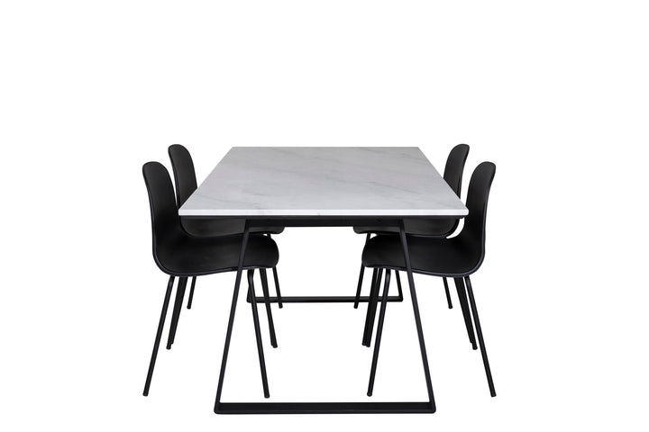 Venture Home Estelle Dining Table 140*90 - White / Black+Arctic Dining Chair - Black Legs - Black Plastic_4