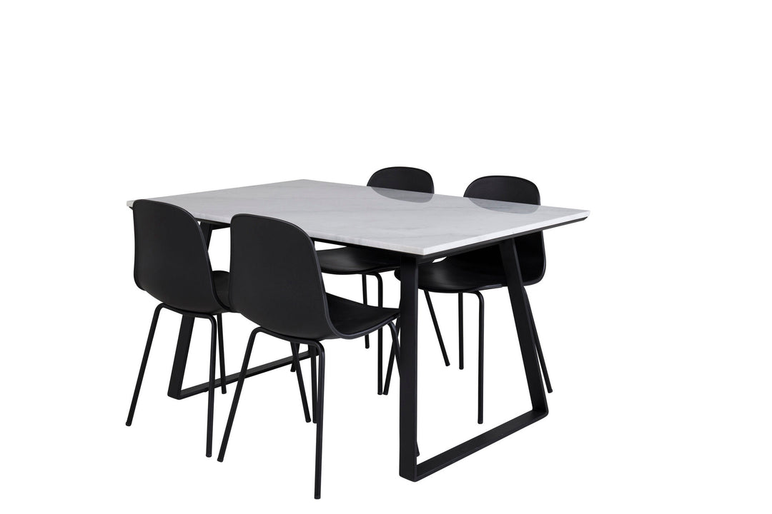 Venture Home Estelle Dining Table 140*90 - White / Black+Arctic Dining Chair - Black Legs - Black Plastic_4