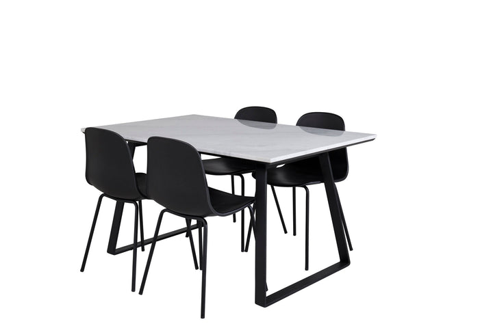 Venture Home Estelle Dining Table 140*90 - White / Black+Arctic Dining Chair - Black Legs - Black Plastic_4
