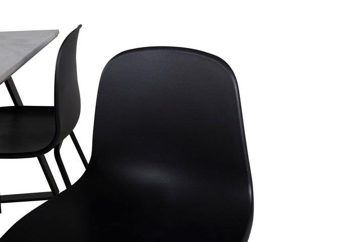 Venture Home Estelle Dining Table 140*90 - White / Black+Arctic Dining Chair - Black Legs - Black Plastic_4