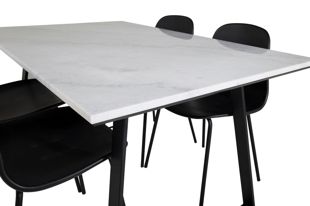 Venture Home Estelle Dining Table 140*90 - White / Black+Arctic Dining Chair - Black Legs - Black Plastic_4