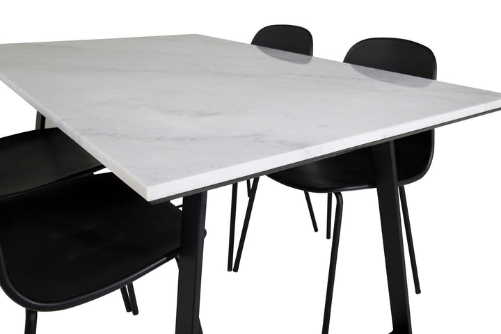 Venture Home Estelle Dining Table 140*90 - White / Black+Arctic Dining Chair - Black Legs - Black Plastic_4