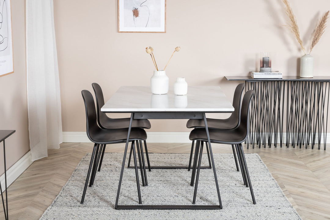 Venture Home Estelle Dining Table 140*90 - White / Black+Arctic Dining Chair - Black Legs - Black Plastic_4