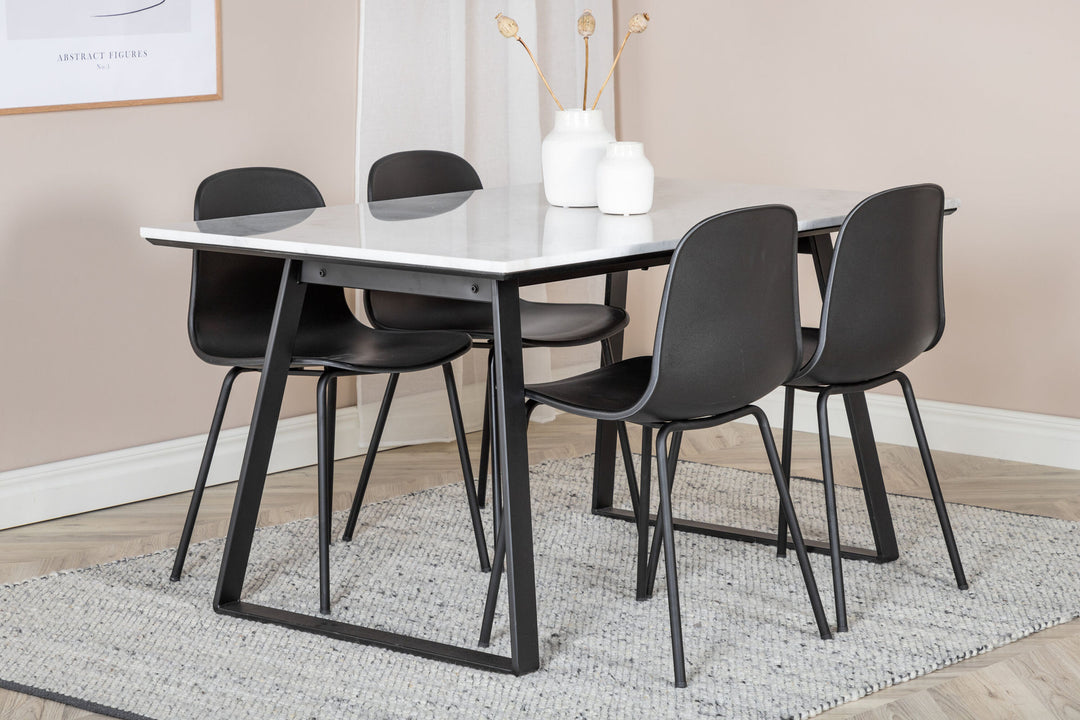 Venture Home Estelle Dining Table 140*90 - White / Black+Arctic Dining Chair - Black Legs - Black Plastic_4