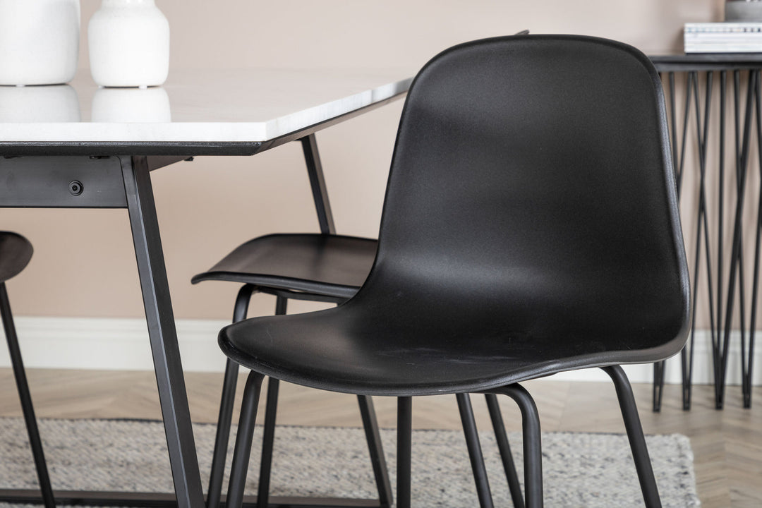 Venture Home Estelle Dining Table 140*90 - White / Black+Arctic Dining Chair - Black Legs - Black Plastic_4