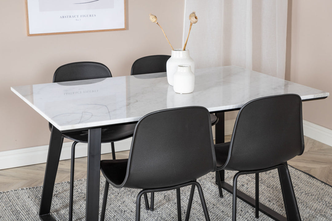 Venture Home Estelle Dining Table 140*90 - White / Black+Arctic Dining Chair - Black Legs - Black Plastic_4