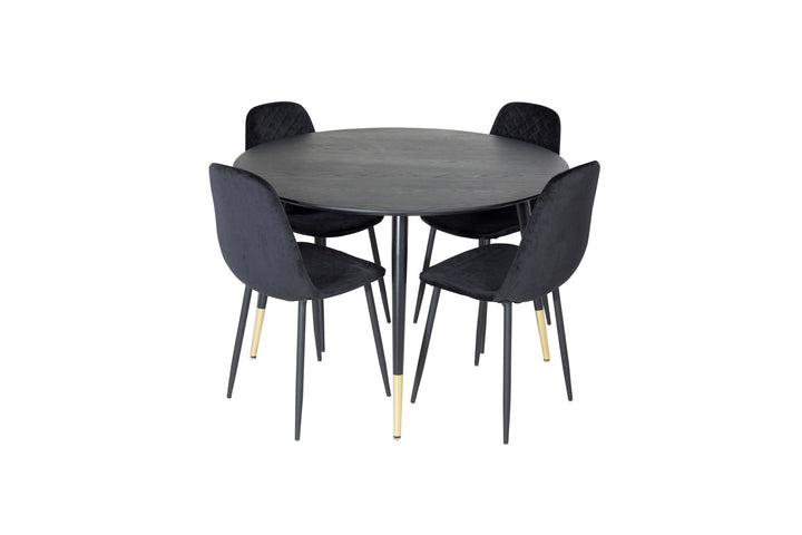 Venture Home Dipp Dining Table - 115cm - Black / Black Brass+Polar Diamond Dining Chair - Black Legs - Black Velvet_4
