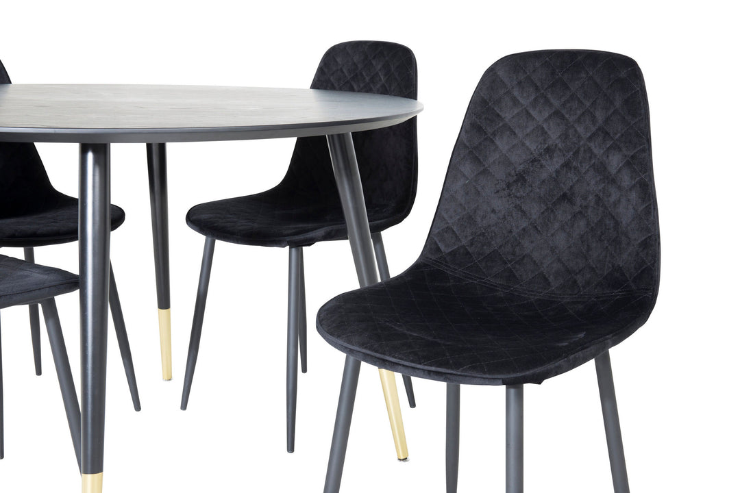 Venture Home Dipp Dining Table - 115cm - Black / Black Brass+Polar Diamond Dining Chair - Black Legs - Black Velvet_4