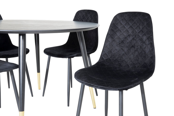 Venture Home Dipp Dining Table - 115cm - Black / Black Brass+Polar Diamond Dining Chair - Black Legs - Black Velvet_4