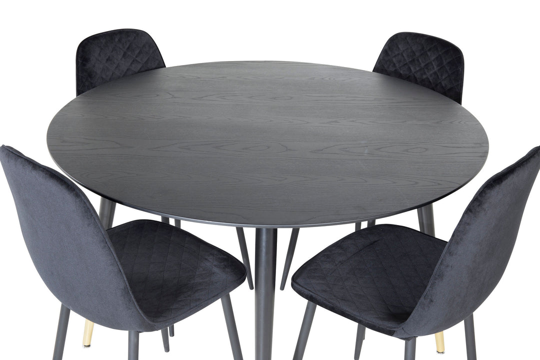 Venture Home Dipp Dining Table - 115cm - Black / Black Brass+Polar Diamond Dining Chair - Black Legs - Black Velvet_4