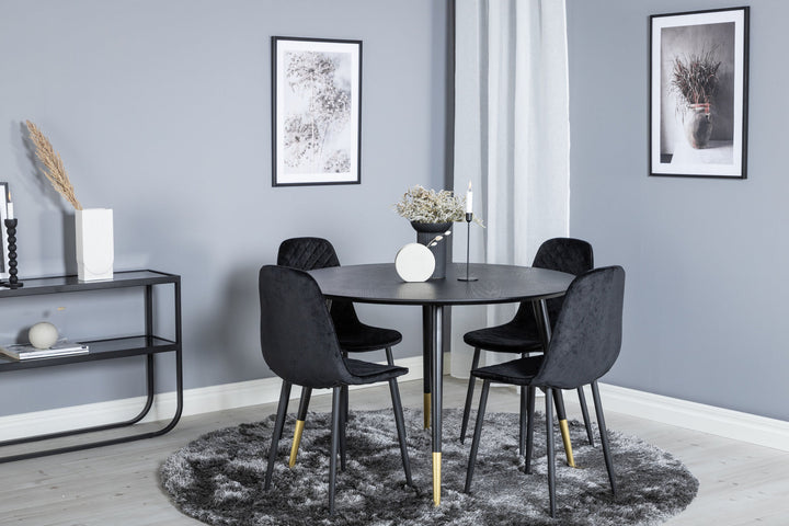 Venture Home Dipp Dining Table - 115cm - Black / Black Brass+Polar Diamond Dining Chair - Black Legs - Black Velvet_4