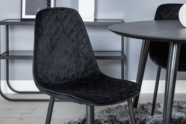 Venture Home Dipp Dining Table - 115cm - Black / Black Brass+Polar Diamond Dining Chair - Black Legs - Black Velvet_4