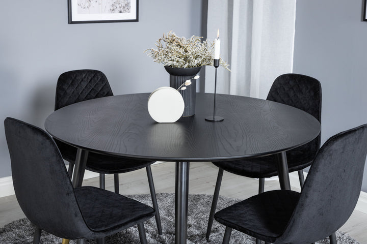 Venture Home Dipp Dining Table - 115cm - Black / Black Brass+Polar Diamond Dining Chair - Black Legs - Black Velvet_4