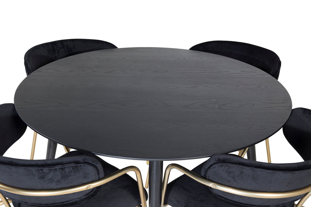 Venture Home Dipp Dining Table - 115cm - Black / Black Brass+Arrow armchair - Brass Legs - Black Velvet_4