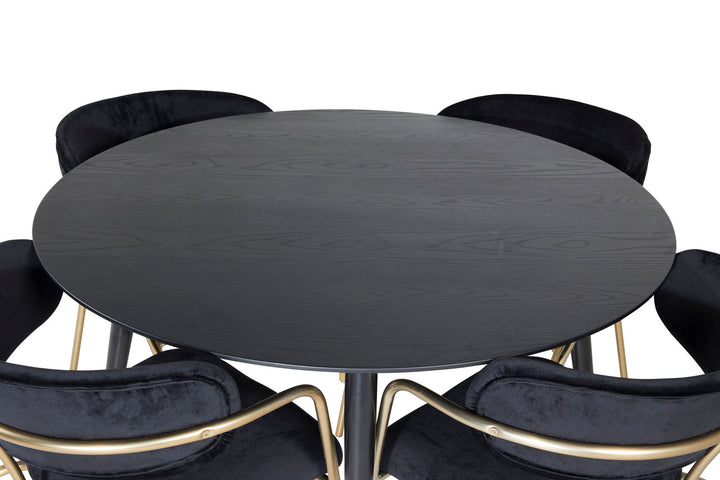 Venture Home Dipp Dining Table - 115cm - Black / Black Brass+Arrow armchair - Brass Legs - Black Velvet_4