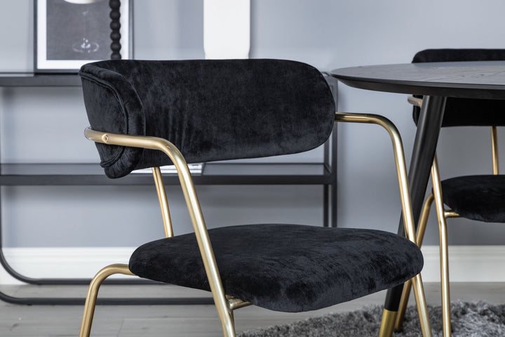 Venture Home Dipp Dining Table - 115cm - Black / Black Brass+Arrow armchair - Brass Legs - Black Velvet_4