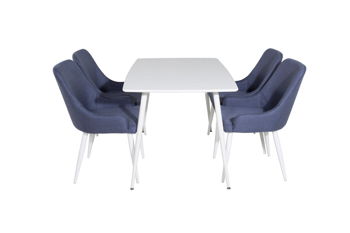 Venture Home Polar Dining table 120 cm - White White+Plaza Dining Chair - White Legs - Blue Fabric_4