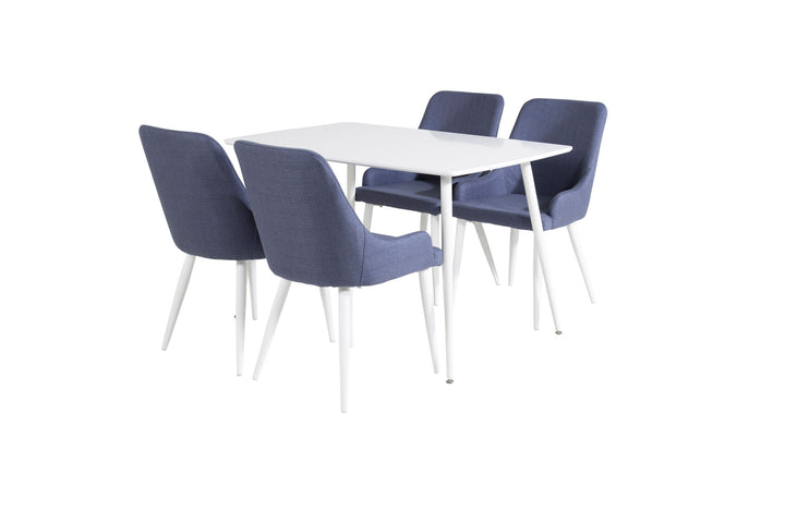 Venture Home Polar Dining table 120 cm - White White+Plaza Dining Chair - White Legs - Blue Fabric_4