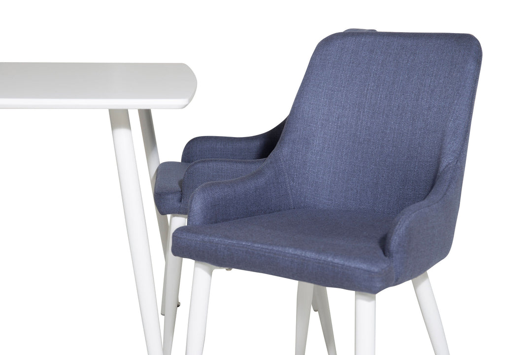 Venture Home Polar Dining table 120 cm - White White+Plaza Dining Chair - White Legs - Blue Fabric_4
