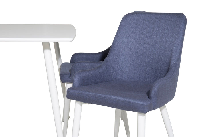 Venture Home Polar Dining table 120 cm - White White+Plaza Dining Chair - White Legs - Blue Fabric_4