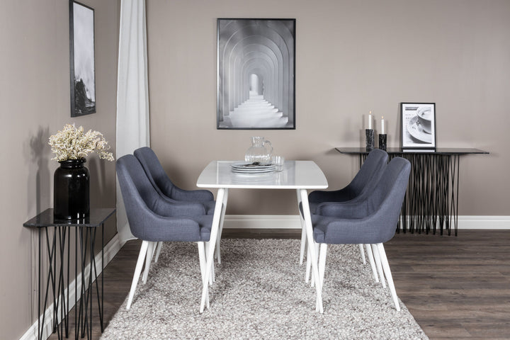 Venture Home Polar Dining table 120 cm - White White+Plaza Dining Chair - White Legs - Blue Fabric_4