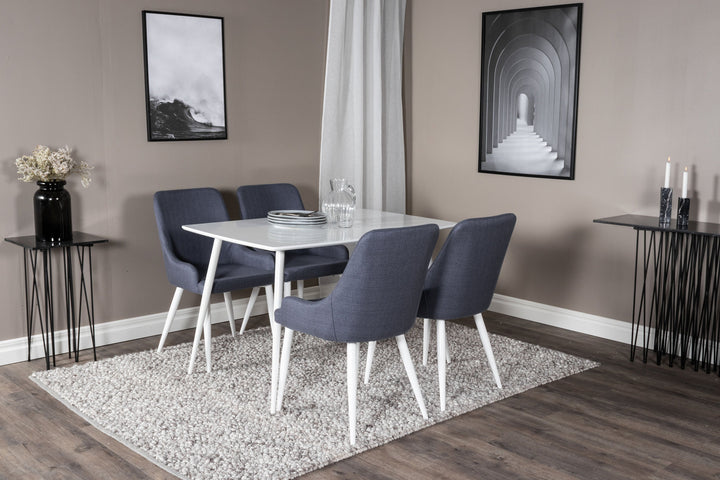 Venture Home Polar Dining table 120 cm - White White+Plaza Dining Chair - White Legs - Blue Fabric_4