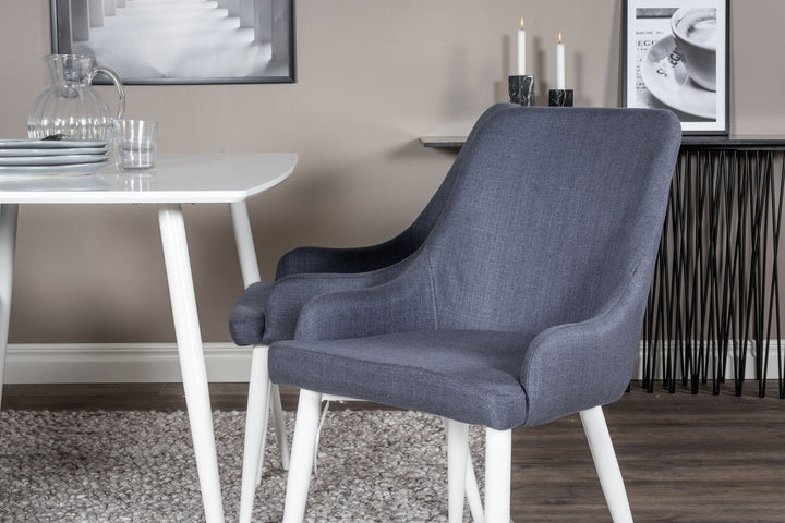 Venture Home Polar Dining table 120 cm - White White+Plaza Dining Chair - White Legs - Blue Fabric_4