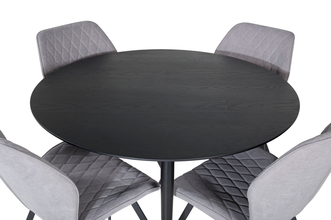 Venture Home Dipp Dining Table - 115cm - Black / Black Brass+Gemma Dining Chair - Black Legs - Grey Fabric_4