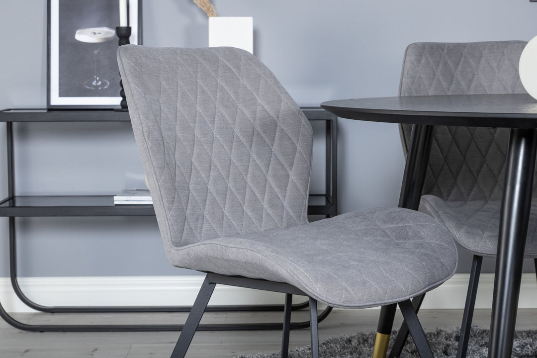 Venture Home Dipp Dining Table - 115cm - Black / Black Brass+Gemma Dining Chair - Black Legs - Grey Fabric_4