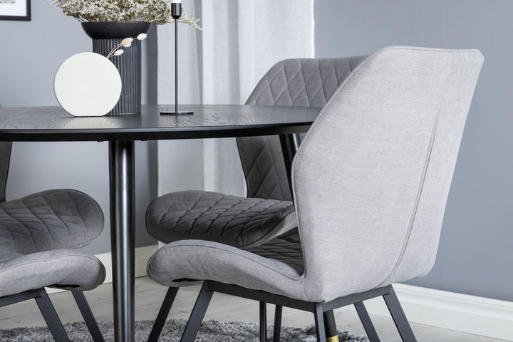 Venture Home Dipp Dining Table - 115cm - Black / Black Brass+Gemma Dining Chair - Black Legs - Grey Fabric_4