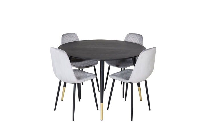Venture Home Dipp Dining Table - 115cm - Black / Black Brass+Polar Diamond Dining Chair - Black Legs - Grey Velvet_4