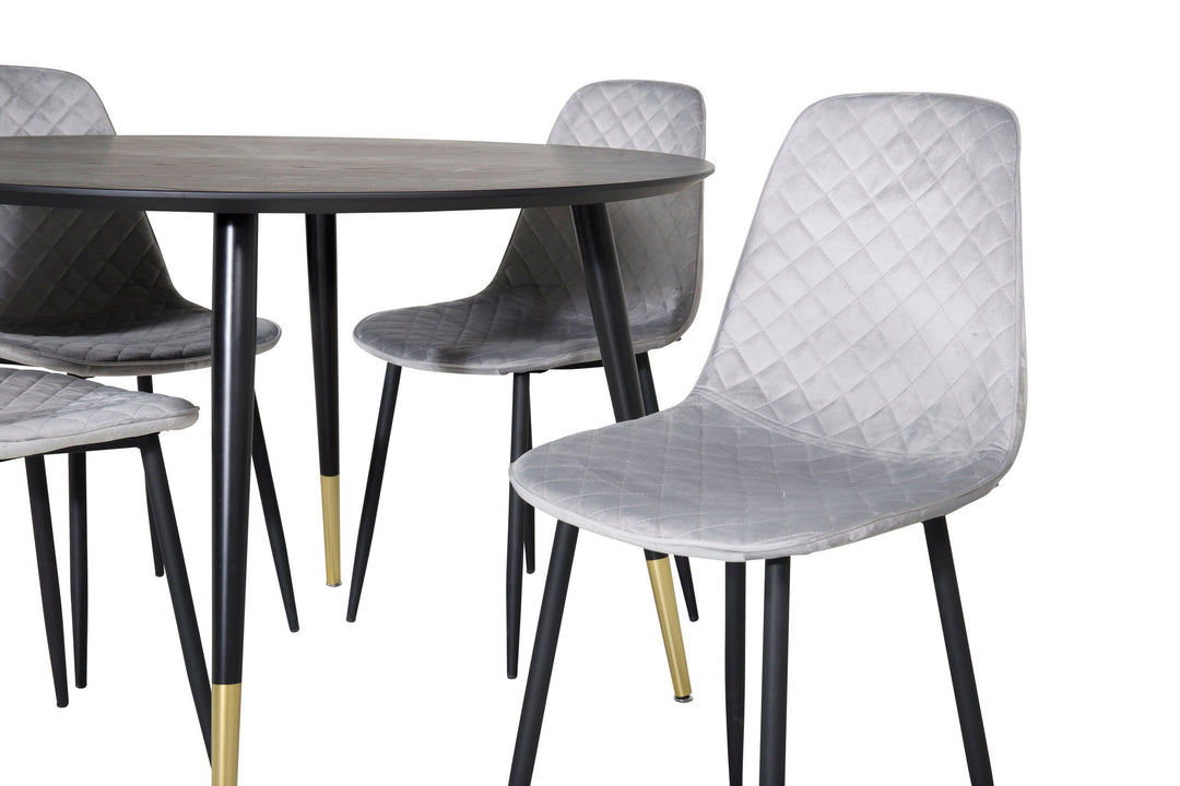 Venture Home Dipp Dining Table - 115cm - Black / Black Brass+Polar Diamond Dining Chair - Black Legs - Grey Velvet_4