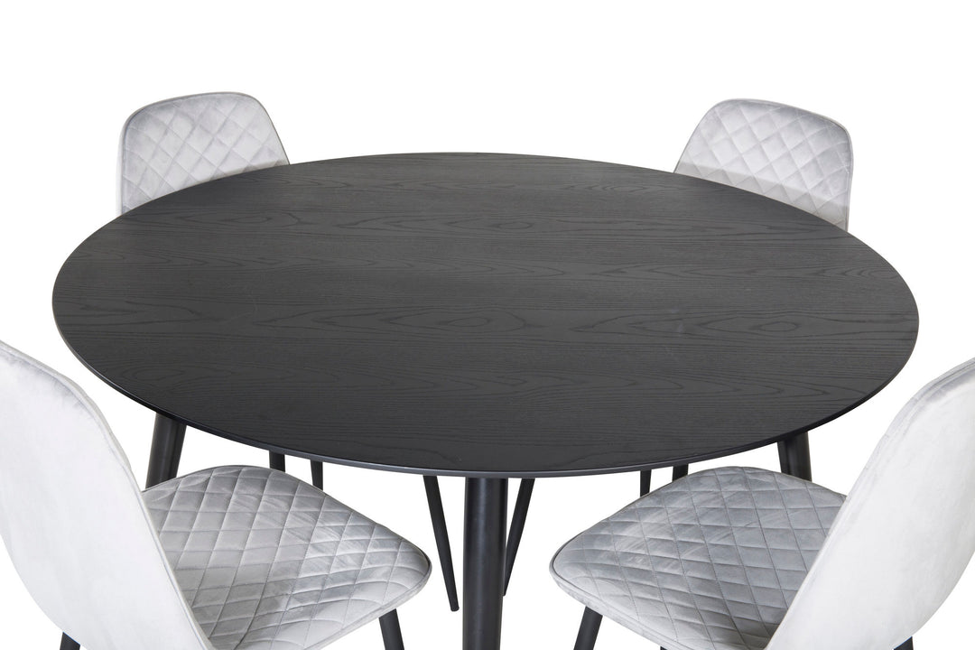Venture Home Dipp Dining Table - 115cm - Black / Black Brass+Polar Diamond Dining Chair - Black Legs - Grey Velvet_4