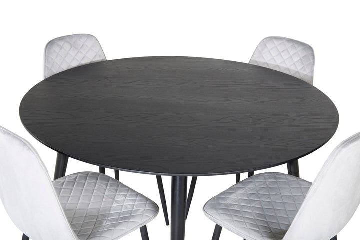 Venture Home Dipp Dining Table - 115cm - Black / Black Brass+Polar Diamond Dining Chair - Black Legs - Grey Velvet_4
