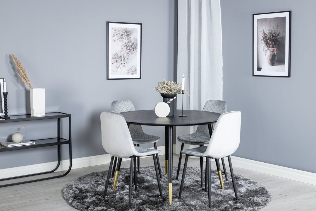 Venture Home Dipp Dining Table - 115cm - Black / Black Brass+Polar Diamond Dining Chair - Black Legs - Grey Velvet_4