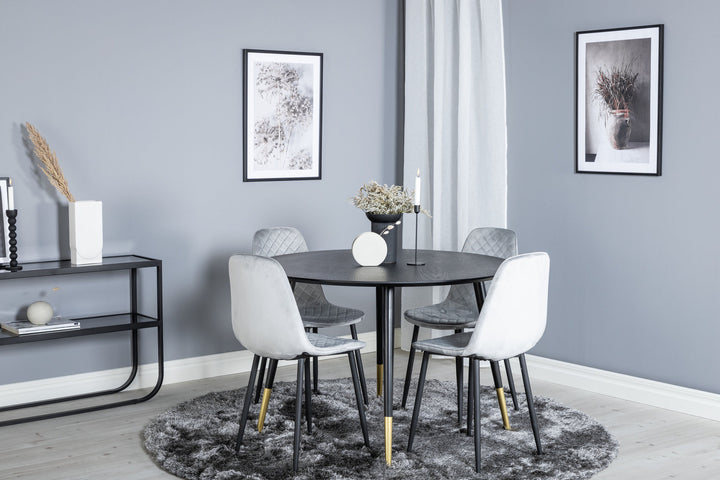Venture Home Dipp Dining Table - 115cm - Black / Black Brass+Polar Diamond Dining Chair - Black Legs - Grey Velvet_4