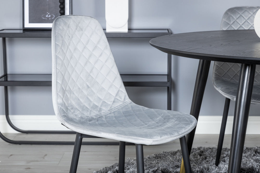 Venture Home Dipp Dining Table - 115cm - Black / Black Brass+Polar Diamond Dining Chair - Black Legs - Grey Velvet_4