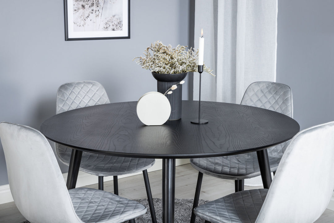 Venture Home Dipp Dining Table - 115cm - Black / Black Brass+Polar Diamond Dining Chair - Black Legs - Grey Velvet_4