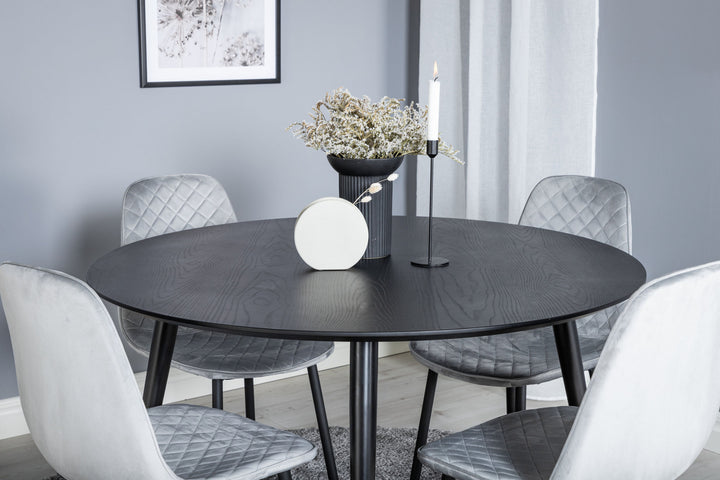Venture Home Dipp Dining Table - 115cm - Black / Black Brass+Polar Diamond Dining Chair - Black Legs - Grey Velvet_4