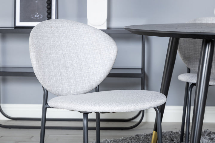 Venture Home Dipp Dining Table - 115cm - Black / Black Brass+Vault Dining Chair - Black Legs - Grey Fabric_4